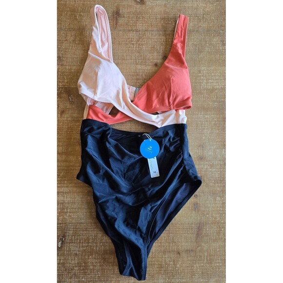 Color block one piece swimsuit NWT women's size medium - Picture 1 of 7